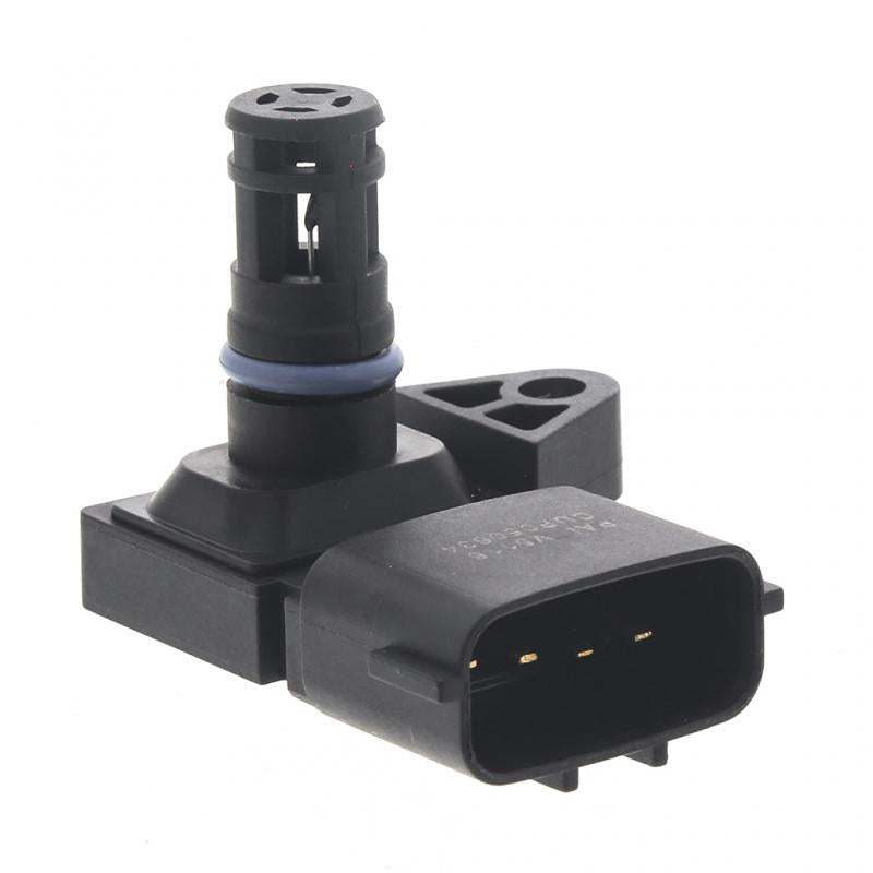 Three-quarter angled view of PAI 050634 pressure/temperature sensor with vented black tip and blue O-ring