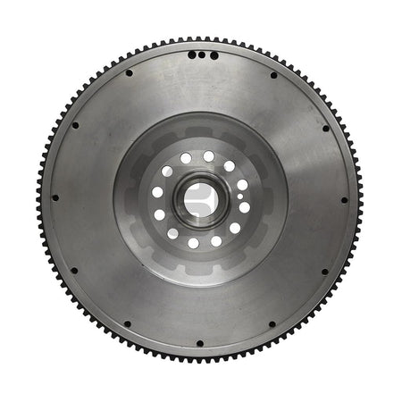 Front face of PAI 360510 flywheel showing ring gear, twelve crank bolt holes, and dowel pin holes
