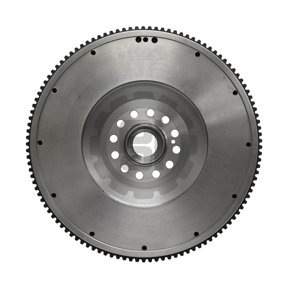 Front face of PAI 360510 flywheel showing ring gear, twelve crank bolt holes, and dowel pin holes