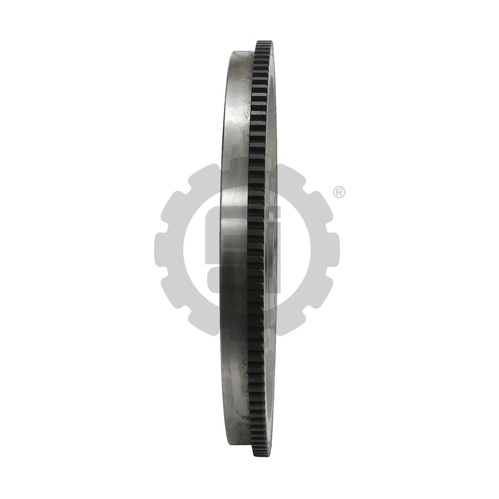 Edge profile of PAI 360510 flywheel showing ring-gear teeth depth, with PAI gear-icon watermark behind