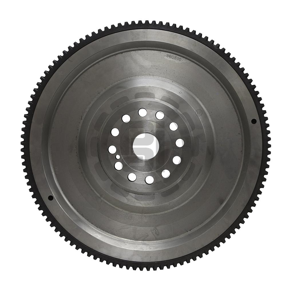 Reverse face of PAI 360510 flywheel with 360510 stamping near hub and PAI gear watermark behind