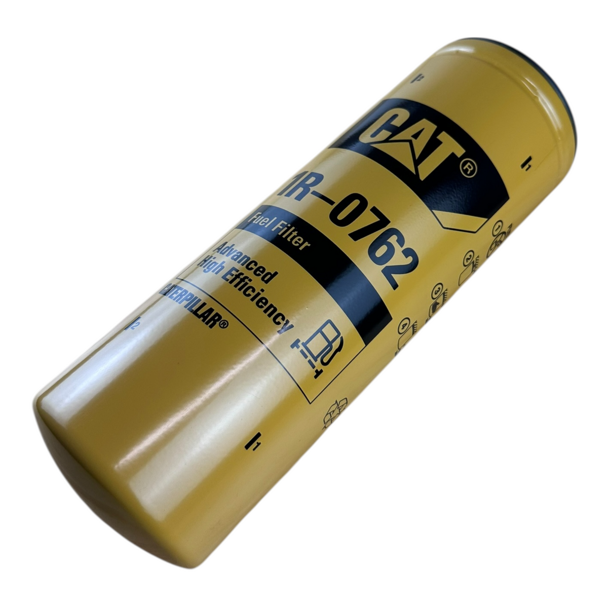 Caterpillar 1R0762 fuel filter on a white background