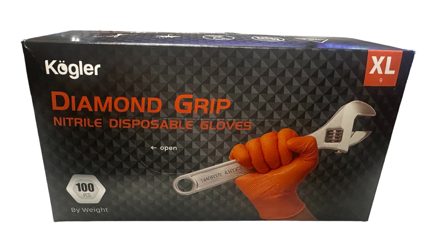 8 Mil Diamond Grip Nitrile Disposable Gloves | 100 Pack │ Kögler 