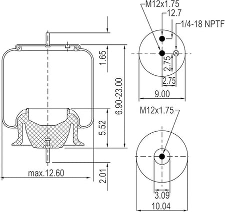 Mytee Products MPN1R12‑654 Rolling Lobe Air Spring │ Replaces Goodyear 1R12‑654 / Mack 21244322 │ Mytee Products 