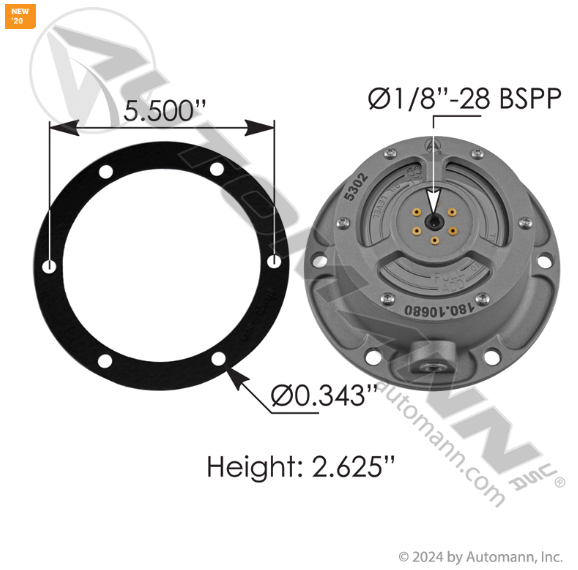 Automann 180.10680 Hub Cap Tire Inflation Hub Cap │ Replaces Meritor 31427-00 │ Automann 