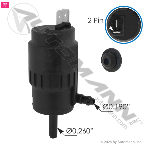 Automann HLK7039 Peterbilt Washer Fluid Pump │ Replaces Peterbilt 066011A │ Automann 