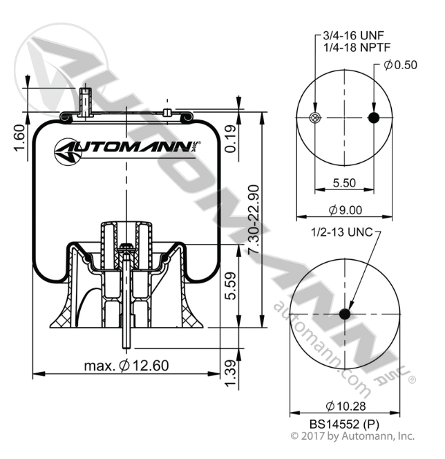 Automann AB1DK23P-9935 Air Spring – SAF Holland/Neway RL Trailer