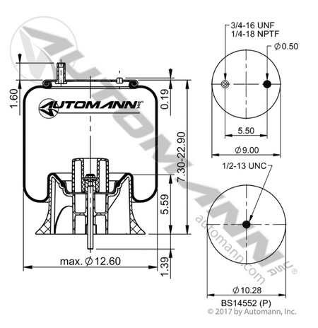 Automann AB1DK23P-9935 Air Spring – SAF Holland/Neway RL Trailer