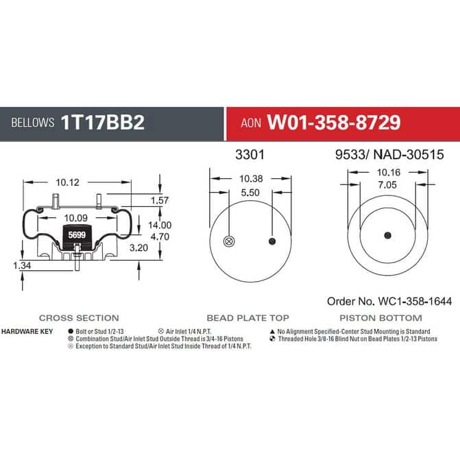Firestone W01-358-8729 Reversible Sleeve Air Spring – Meritor Trailer Suspension