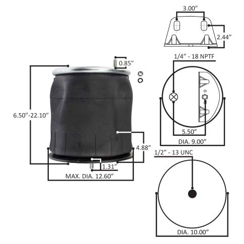 WA01-8829C Air Spring | Volvo VNL VNM Mack Vision