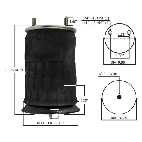 World American WA01-9621C Air Spring | Hendrickson S-23613 Firestone 9621 │ World American 