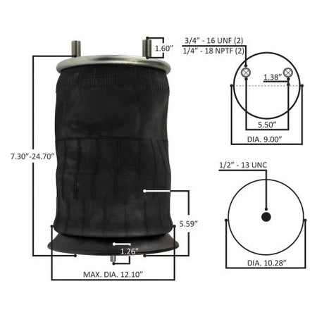 World American WA01-9621C Air Spring | Hendrickson S-23613 Firestone 9621 │ World American 