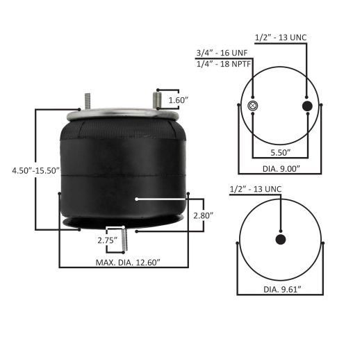 World American WA01-9807C Air Spring – SAF Holland Neway CB-4000 Trailer Suspension