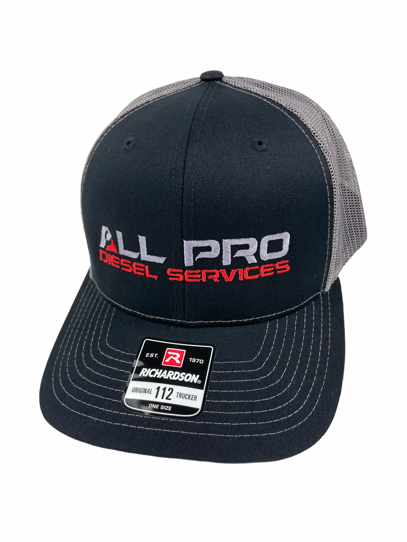 All Pro Diesel Services Black and Grey Richardson 112 Trucker Hat │ All Pro Truck Parts 