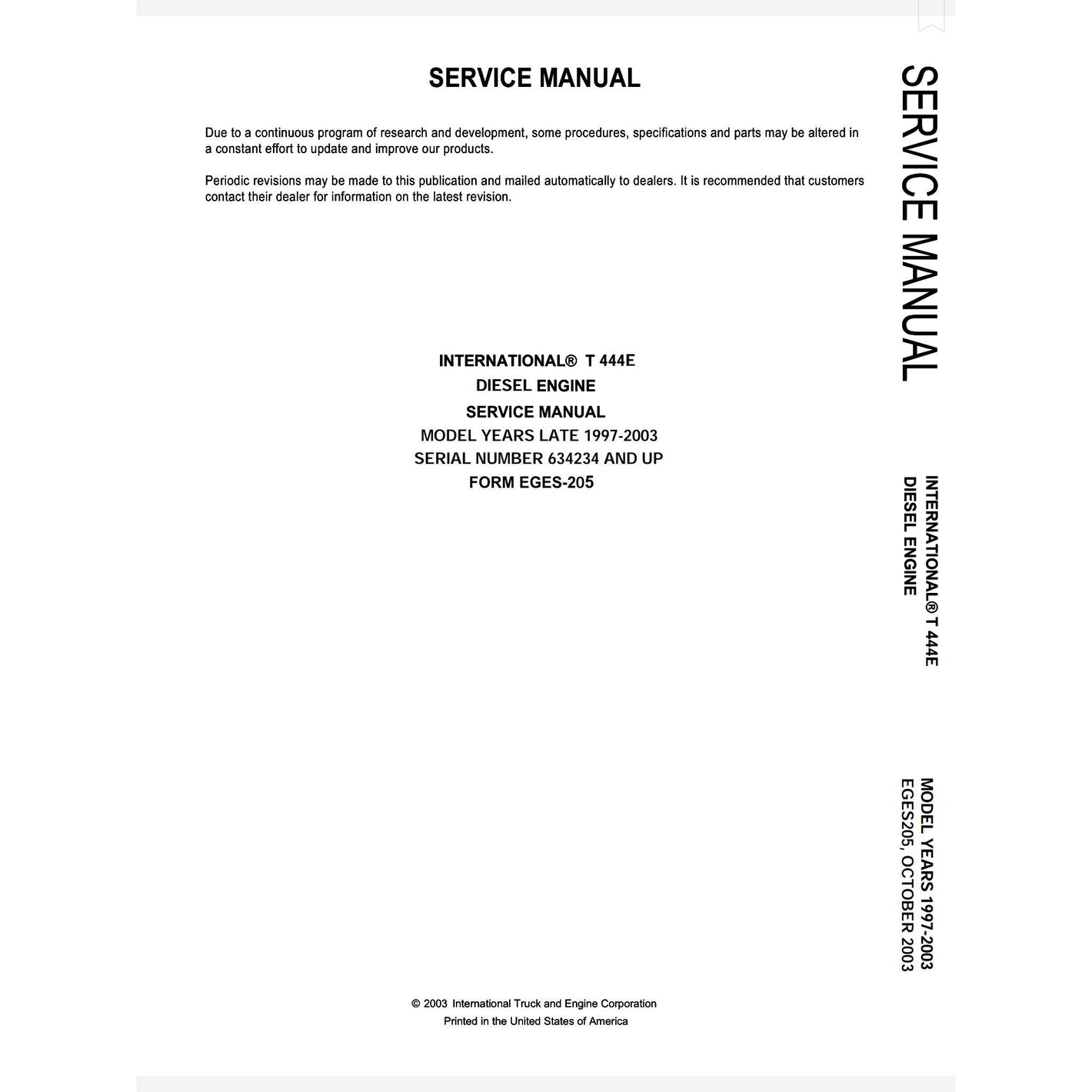 International T444E Engine Service Manual │ International 