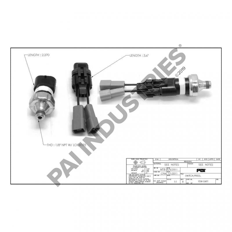 Mack 1MR2472M Brake Light Switch │ PAI Industries 